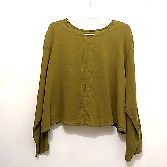 Flax Tops - Flax Jeanne Engelhart Linen Over Size Crop Shirt